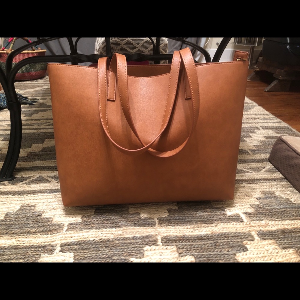 J crew Camel faux leather tote